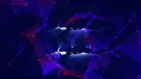 Digital world map background. Technology and cybersecurity concept. 스톡 일러스트