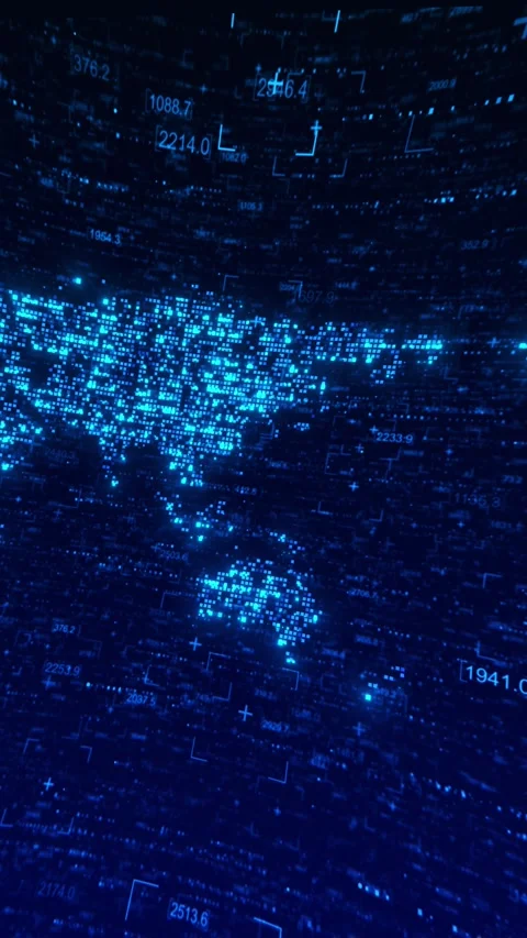 Digital World Map with Big Data Analytics Visualization 스톡 동영상 341360903
