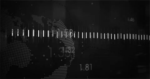 Digital world map with binary code and data processing animation Video stock 306171040