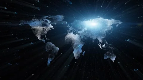 Digital world map binary code slow motion Vidéo 337513626