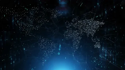 Digital world map with binary data animation Video stock 131575061