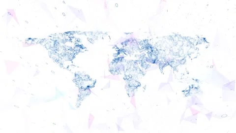 Digital world map binary data isolated on white Stock Footage 334805413