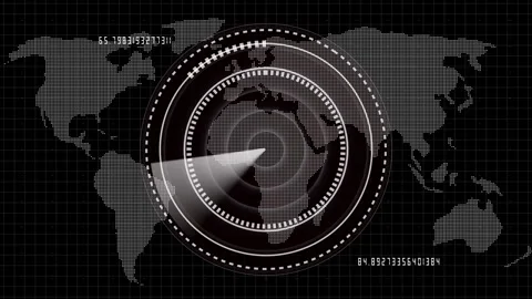 Digital World Map with Central Globe and HUD Elements world map, globe, ear.. Stock Footage 321454627