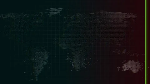 Digital world map composed of tiny dots on grid. Global digital world map f.. Stock Footage 338348243