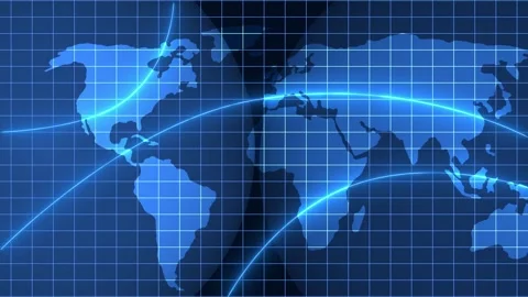 Digital world map with connectivity lines animation Stock Footage 325261553