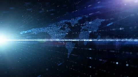Digital world map cyberspace network technology word cloud Stock Footage 337231662