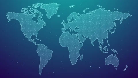 Digital World map. Cyberspace, virtual reality, Globalization, technology planet Stock Footage 153435207