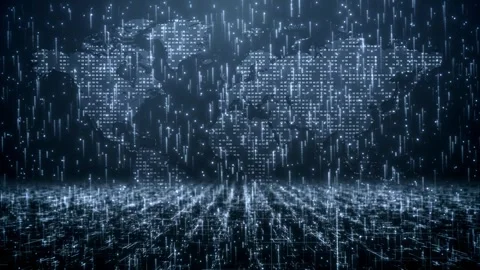 Digital World Map Data Flow Animation. Futuristic Global Cyber Network. Stock Footage 320529821