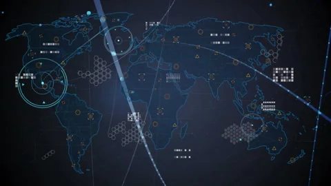 Digital world map with data points and network connections animation Stock Footage 303563341