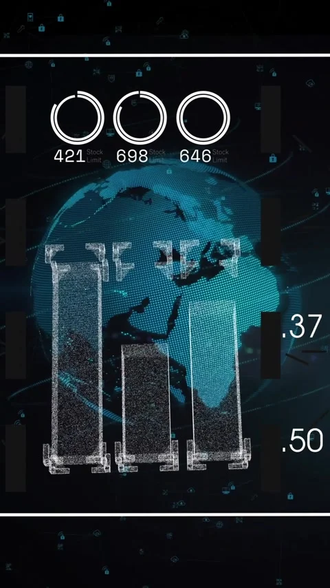 Digital world map with data processing animation over futuristic interface Stock Footage 319617417