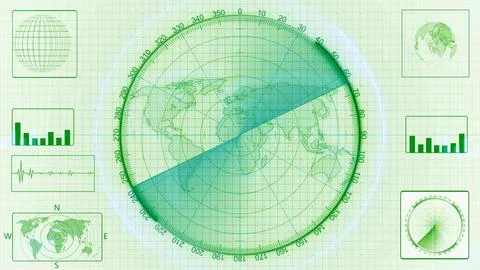 Digital World Map with Data Visualizations Stock Illustration