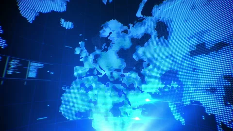 Digital world map design for news or hi tech background loop Stock Footage 237207440