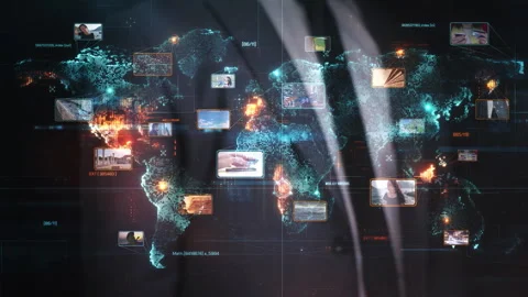 Digital world map displaying global network connections Stock-Footage 321388246
