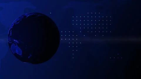 Digital world map earth globe rotating animation. News background seamless loop Vídeo Stock 336612024