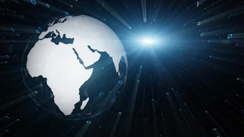 Digital world map earth with shiny binary code network Stock Footage 337513230