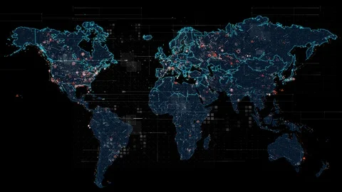 Digital World Map Stock Footage