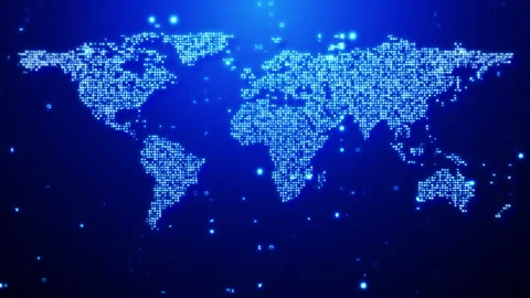 Digital World Map Stock Footage 220046324