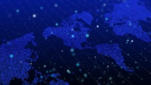 Digital world map future cyber abstract background big data technology Illustrazione stock