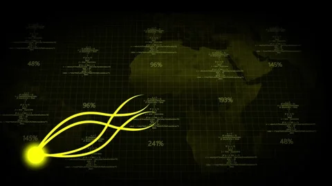 Digital World Map with Glowing Data Overlays and Code Snippets technology g.. Stock Footage 321626051