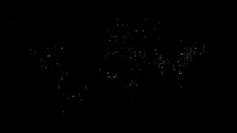 Digital World Map: Glowing Points Lighting Up Darkness with Global Connection Stock Footage 341922200