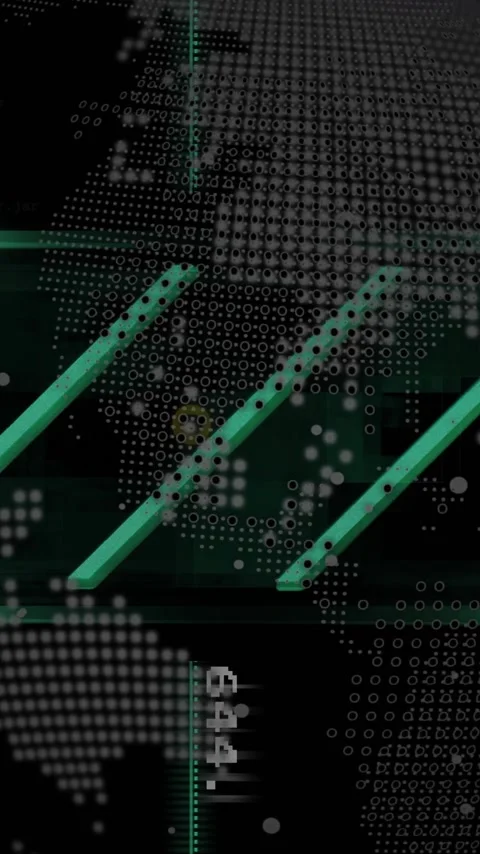 Digital world map with green data processing animation over binary code Stock Footage 319069085