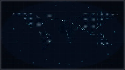 Digital world map hud technology global network data motion graphic 動画素材 347565061
