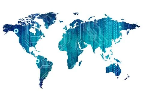 Digital world map 스톡 일러스트