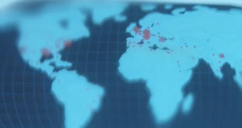 Digital World Map of Live Cyber Threats Stock Footage 322619001