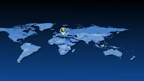 Digital World Map with Location Pin on Europe Stock Photos