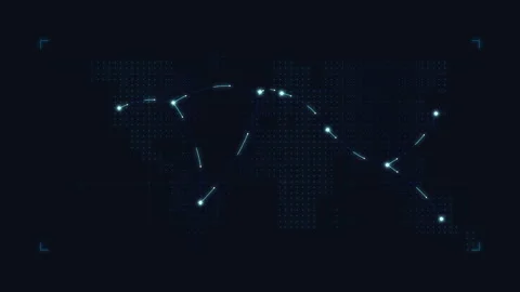 Digital world map loop animation with glowing blue network nodes Stock Footage 346547078