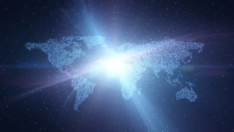 Digital world map with looped artificial intelligence network animation Stock Footage 341155591