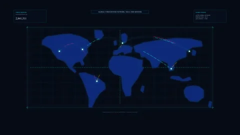Digital world map motion graphic with global data connection lines network .. Stock Footage 348333845