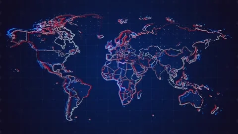 Digital World Map with Network Grid in 4K 库存影片 339269291