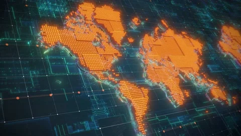 Digital World Map News Looped Background | Stock Video | Pond5