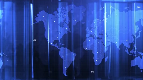 Digital World Map News Studio Background... | Stock Video | Pond5