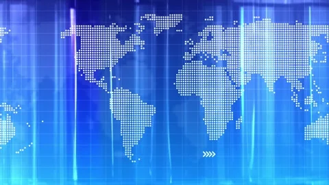 Digital World Map News Studio Background... | Stock Video | Pond5