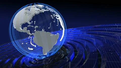 Digital World Map News Studio Background | Stock Video | Pond5