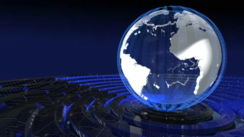 Digital World Map News Studio Background | Stock Video | Pond5