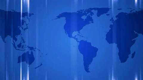 Digital World Map News Studio Set Blue B... | Stock Video | Pond5