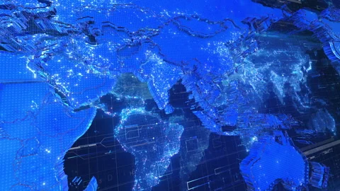 Digital World Map News Studio Background | Stock Video | Pond5