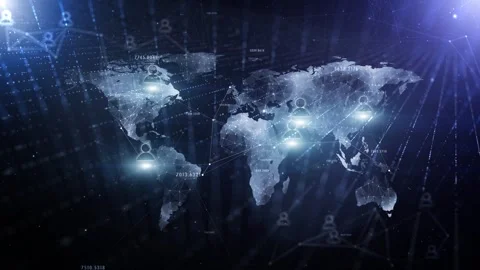 Digital world map people technology cyber space Stock Footage 337571116