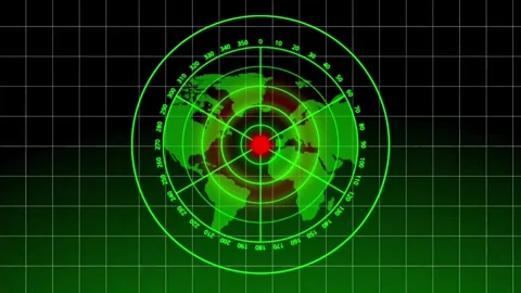 Digital world map radar scanning grid background Stock Footage 348006299