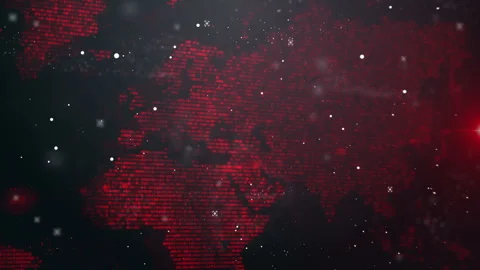 Digital World Map with Red Pixels in Abstract Space Atmosphere Video stock 341922172