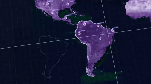  Digital World Map Scan Animation.  Stock Footage 239052255
