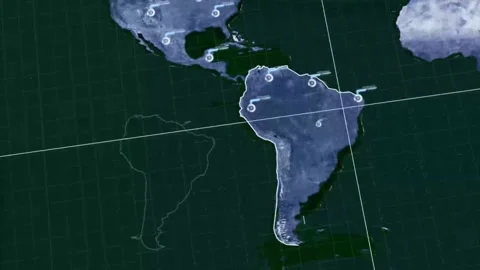  Digital World Map Scan Animation.  Stock Footage 239052263