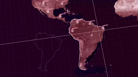  Digital World Map Scan Animation.  Stock Footage 239052405