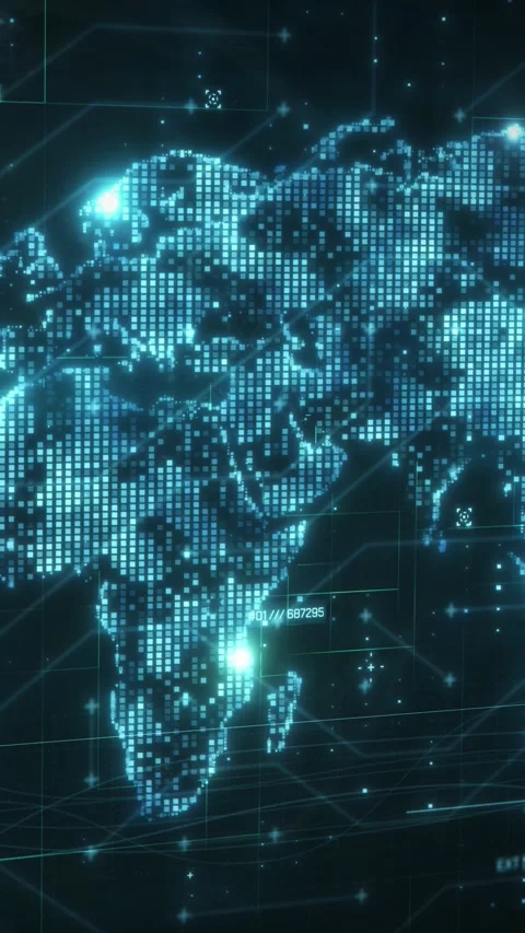 Digital world map showing global connections and data flow Stock-Footage 301073534
