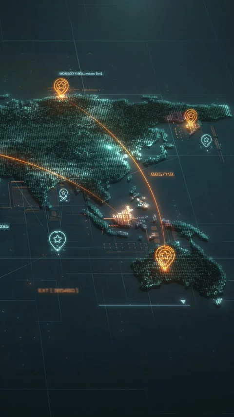 Digital world map showing global network connections Stock Footage 323946993