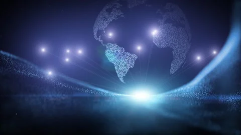 Digital world map sphere with lights technology animation Stock Footage 334083941