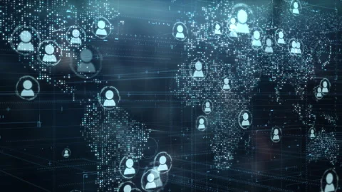 Digital world map with users worldwide c... | Stock Video | Pond5